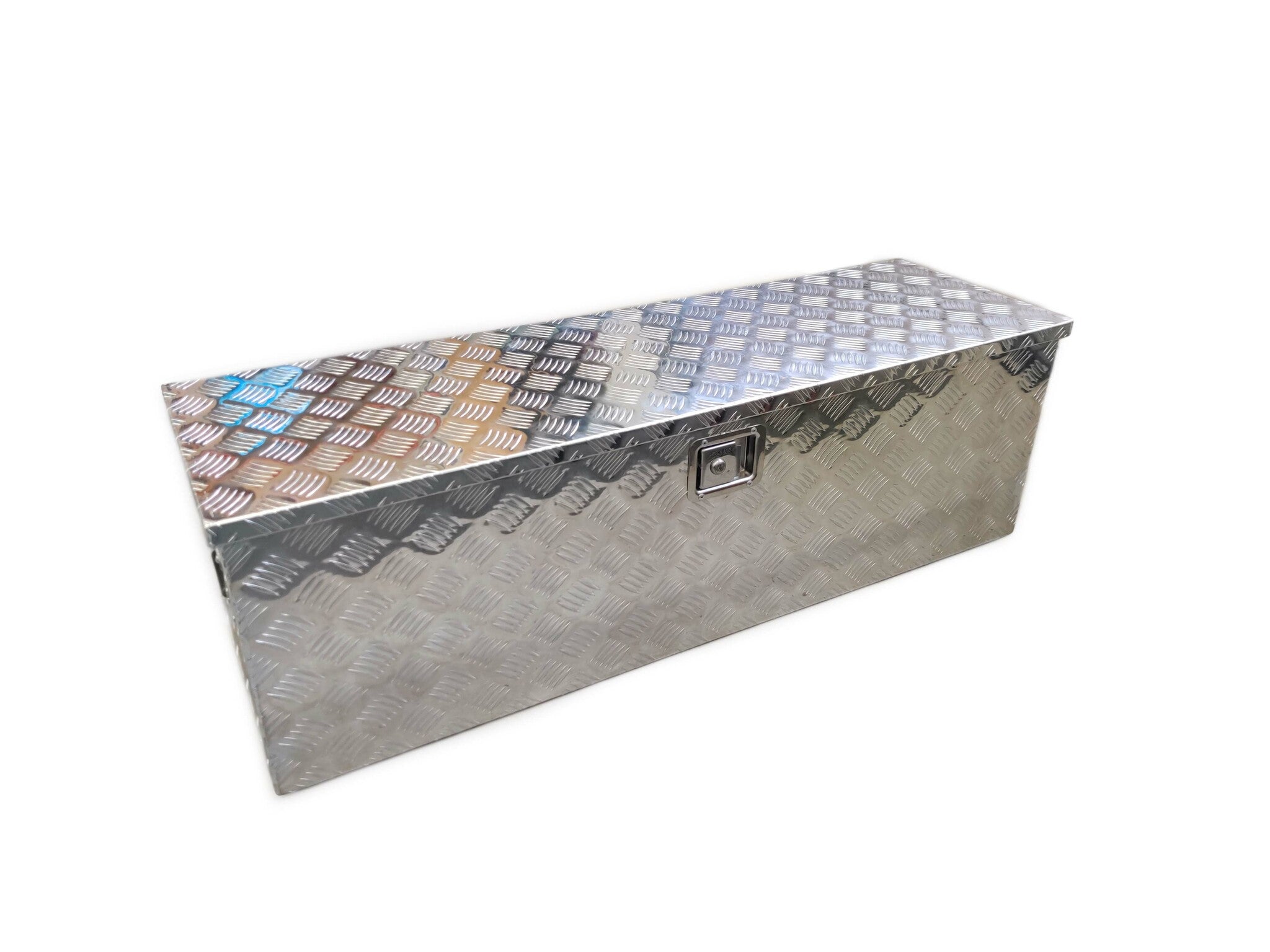 säilytyslaatikko alumiinia edestä. kannellinen ja kantokahvat