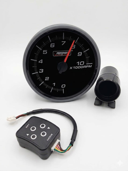 Kierroslukumittari 95mm Vaihtovalolla (0–10 000 RPM) Prosport,musta