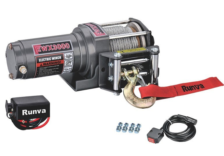 Runva mönkijän vinssi varusteineen.