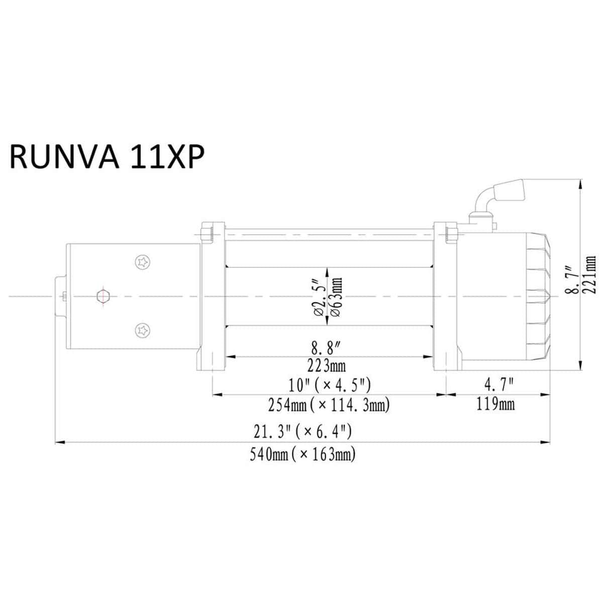 Runva 11XP Sähkövinssi 12v/24v 4990kg vaijerilla kytkentäkaavio