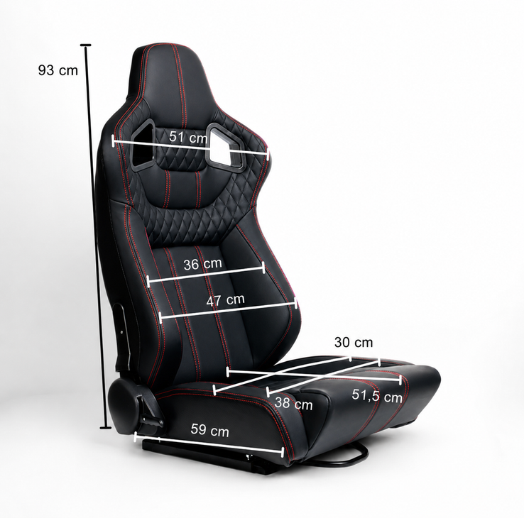 JBR 9005 Sporttipenkki/Istuinpari (2kpl)–Musta punaisilla tikkauksilla,mitat