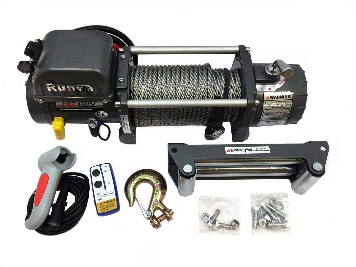 runva-sähkövinssi-ewx9500q 12v ja kaikki lisävarusteet.