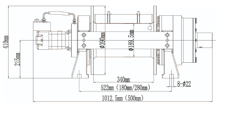 Runva HWE100 Hydraulivinssi, 9800kg (10T),kaavakuva